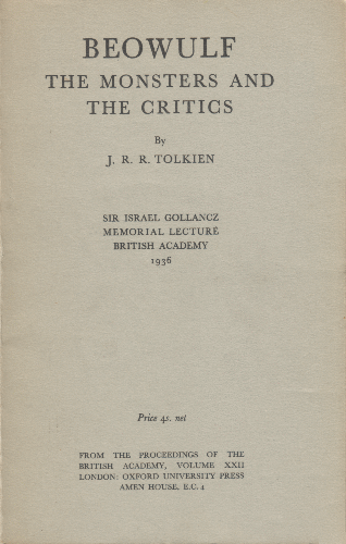 Beowulf: The Monsters and the Critics. 1958